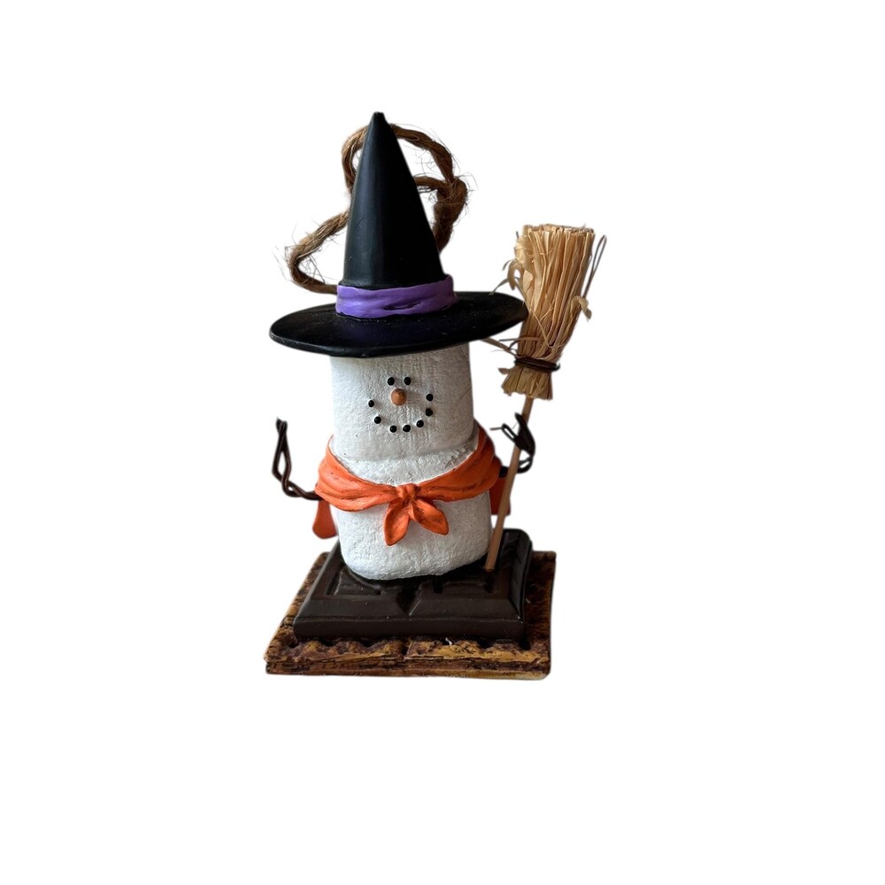 S’mores Witch Halloween Ornament – Resin Marshmallow Snowman Decor